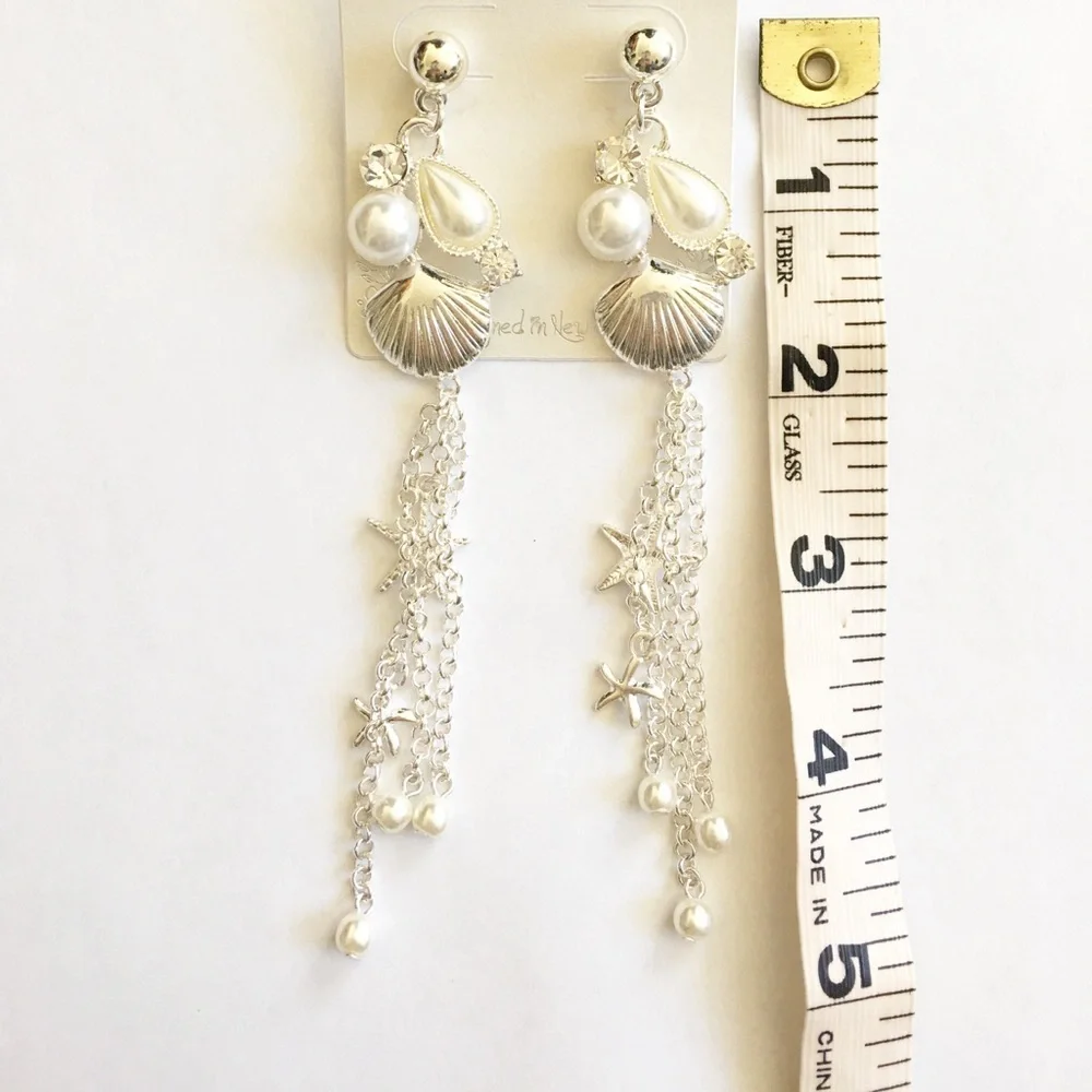 Tropical 🏝 Theme Chain Fringe Statement Earrings